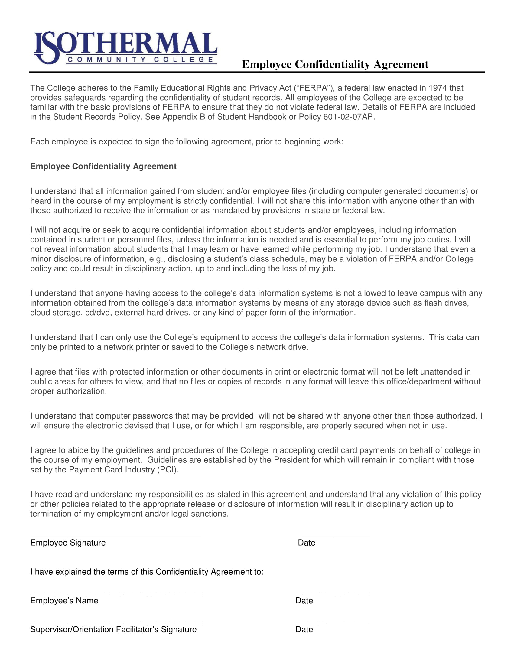 detailed employee confidentiality agreement example 1