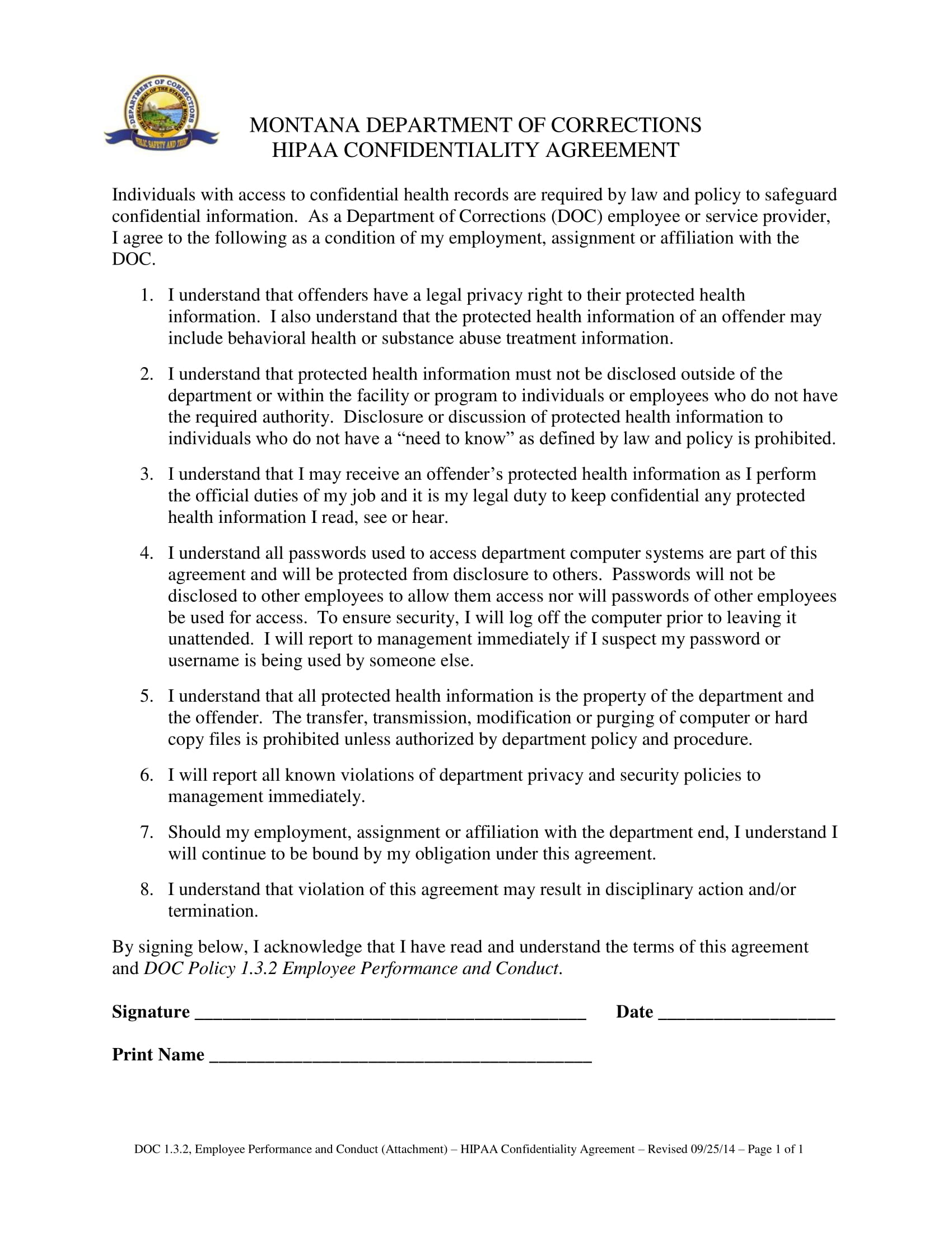 detailed hipaa confidentiality agreement example 1