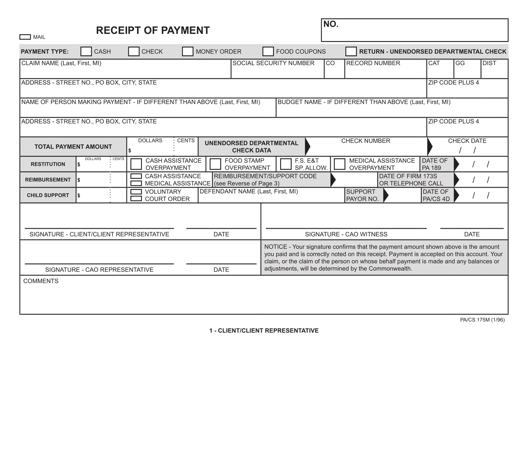 detailed receipt of payment example