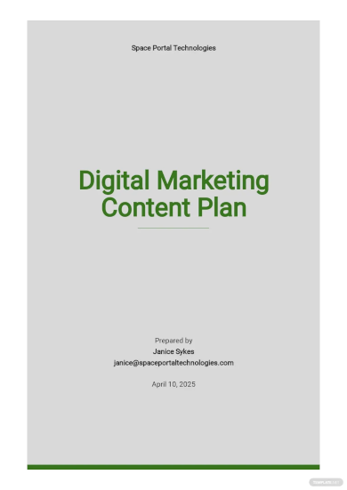 Digital Marketing Content Plan Template