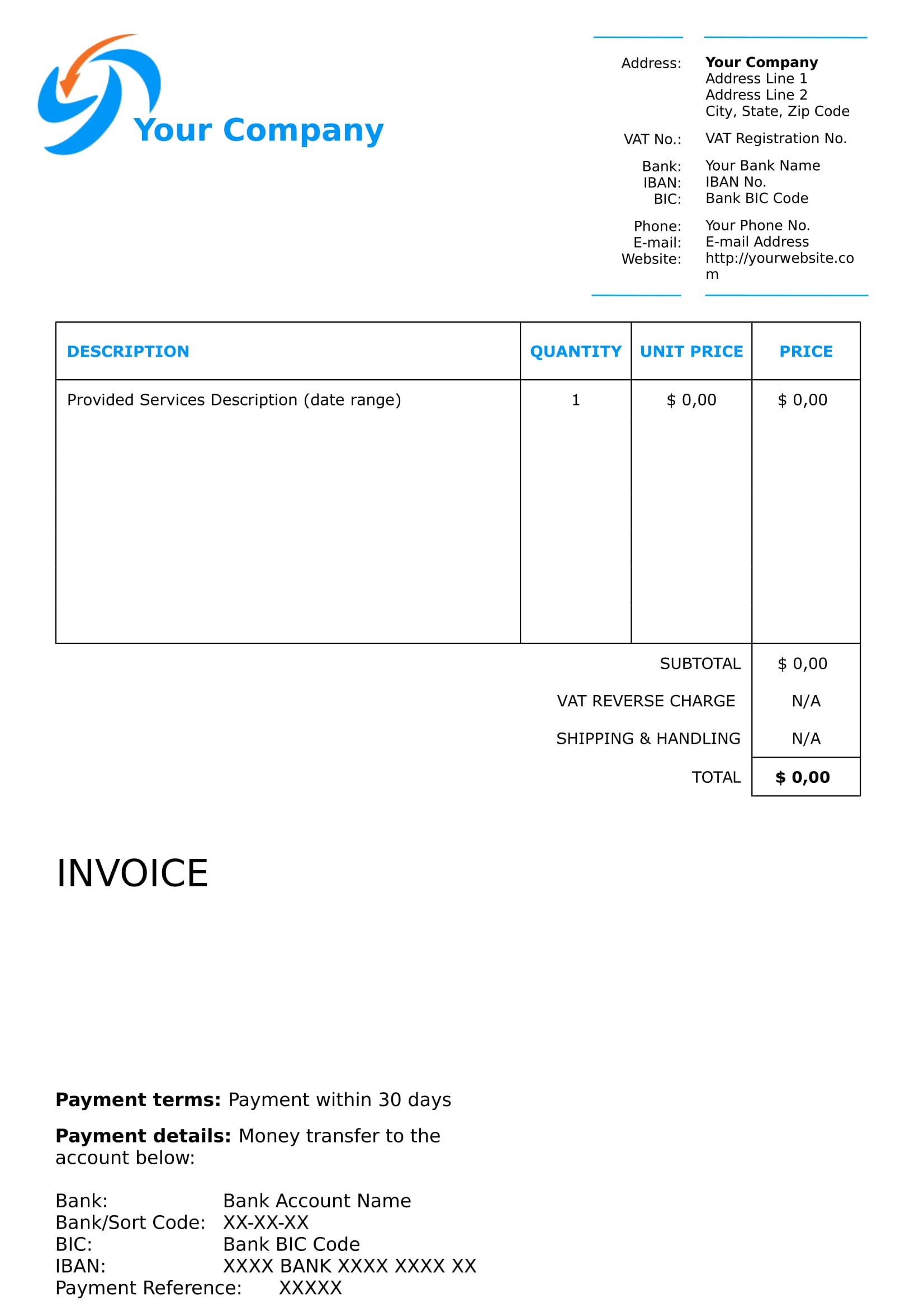 editable blank invoice example