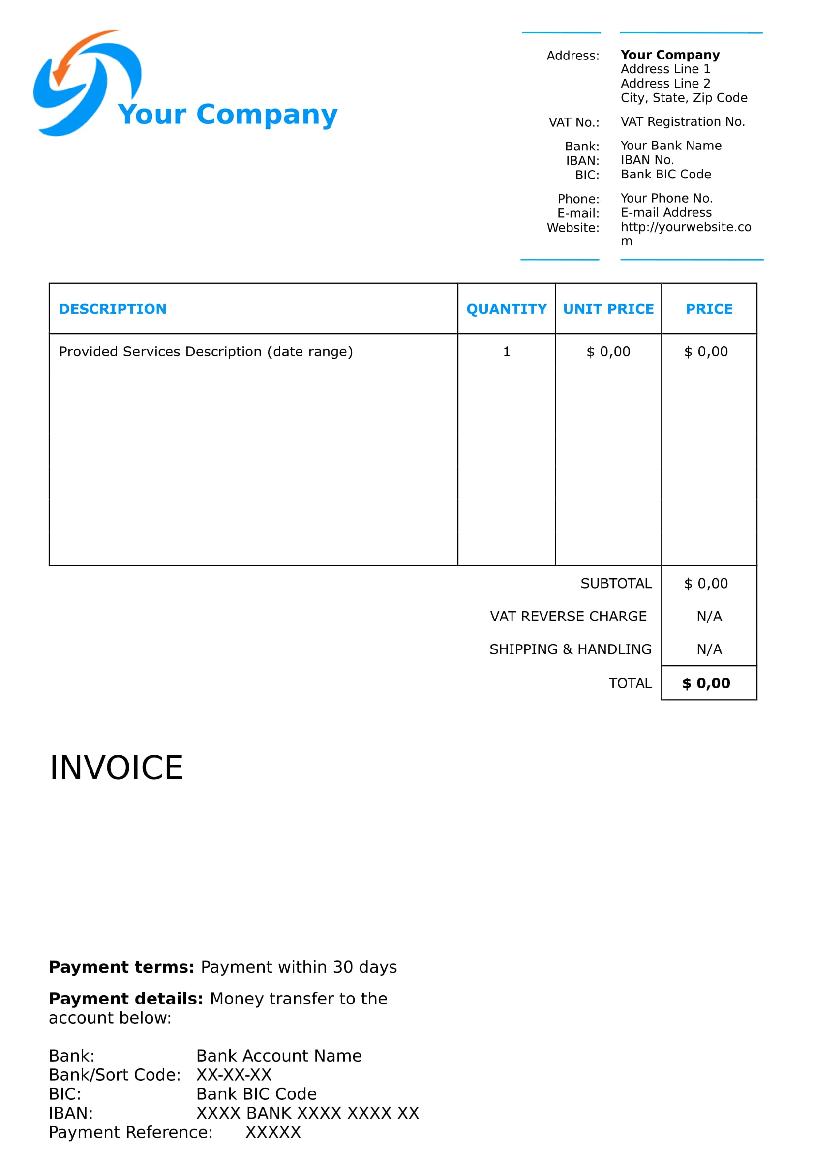 Editable Invoice ~ Excel Templates