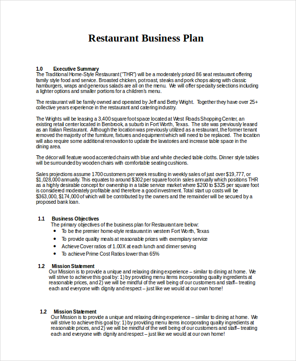  Business Plan Restaurant Sample How To Create A Winning Restaurant 