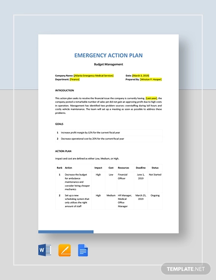 emergency action plan template