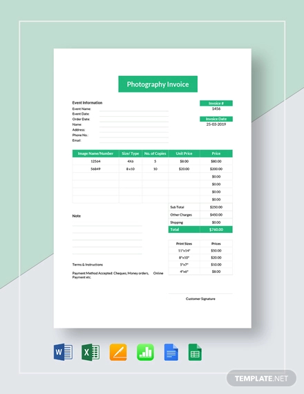 Event Photography Invoice