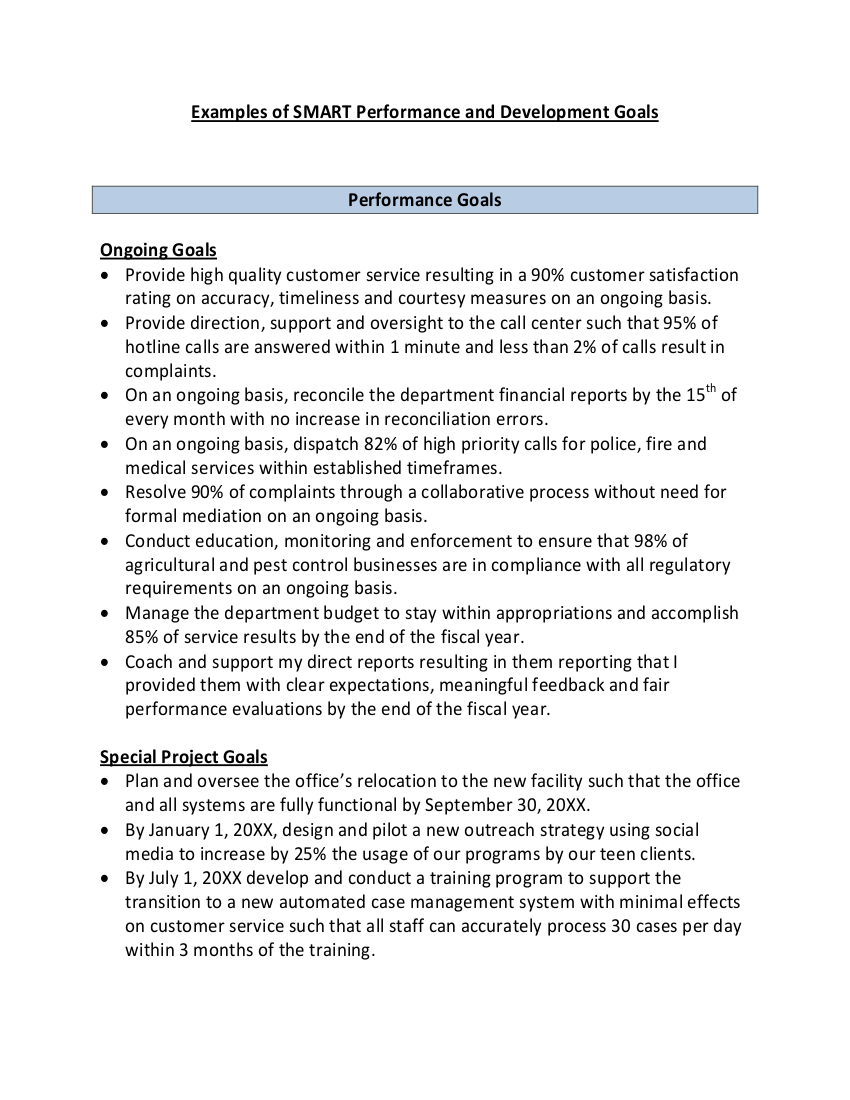 examples of smart performance and development goals