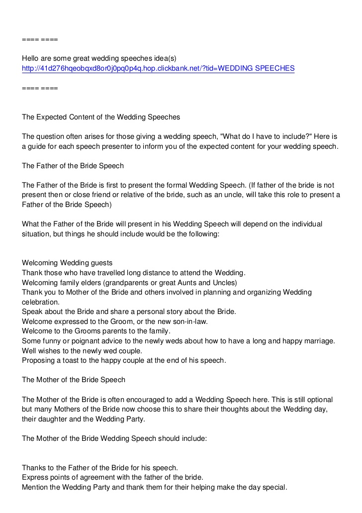 10 Father Of The Bride Speech Examples PDF Examples