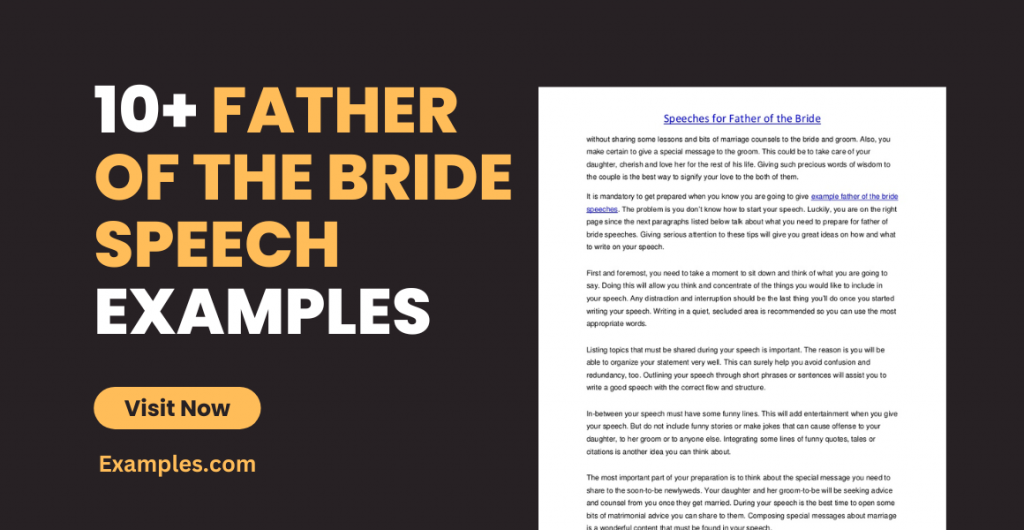Father of the Bride Speech Examples