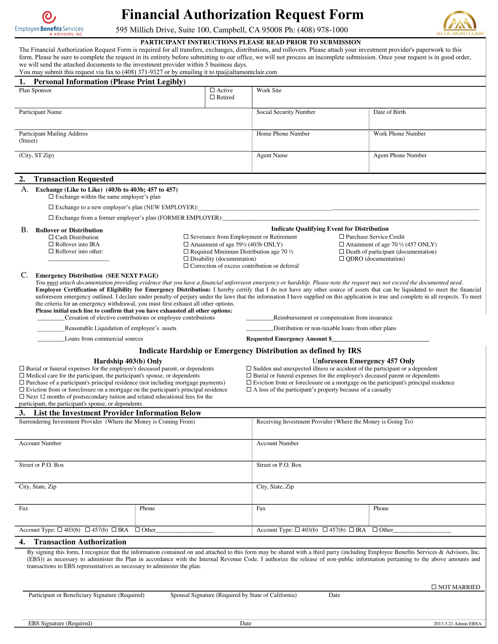 financial authorization request form 1