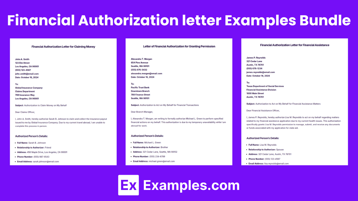 Financial Authorization letter Examples Bundle