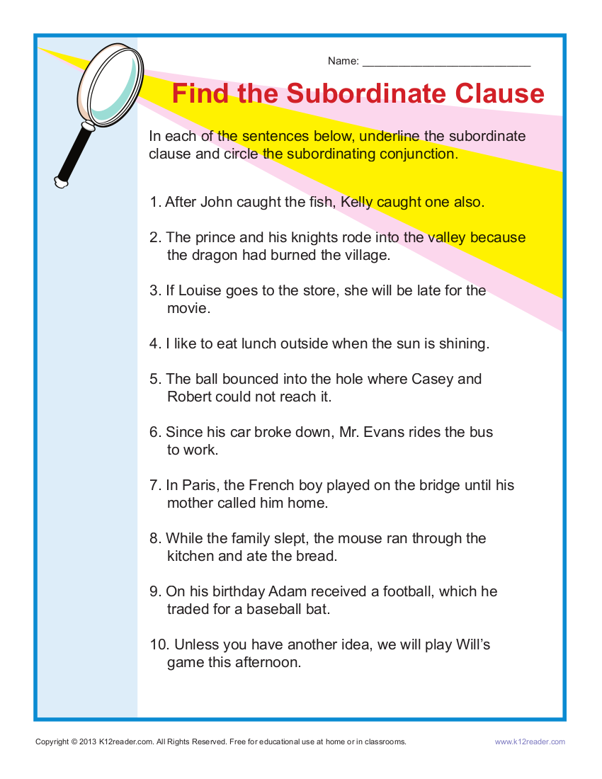 Subordinate Clause 6 Examples Format Pdf Examples