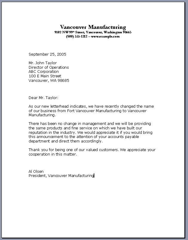 sample of business letter