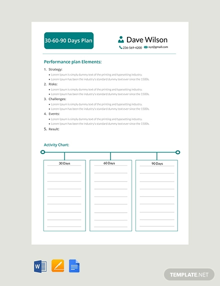 30 60 90 Day Plan Template Word