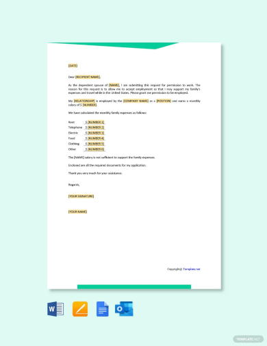 free request for work authorization letter template