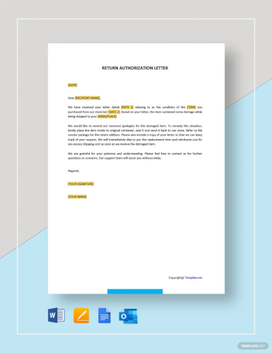free return authorization letter template