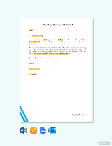free work authorization letter template