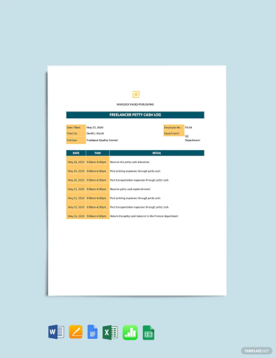 freelancer petty cash log template