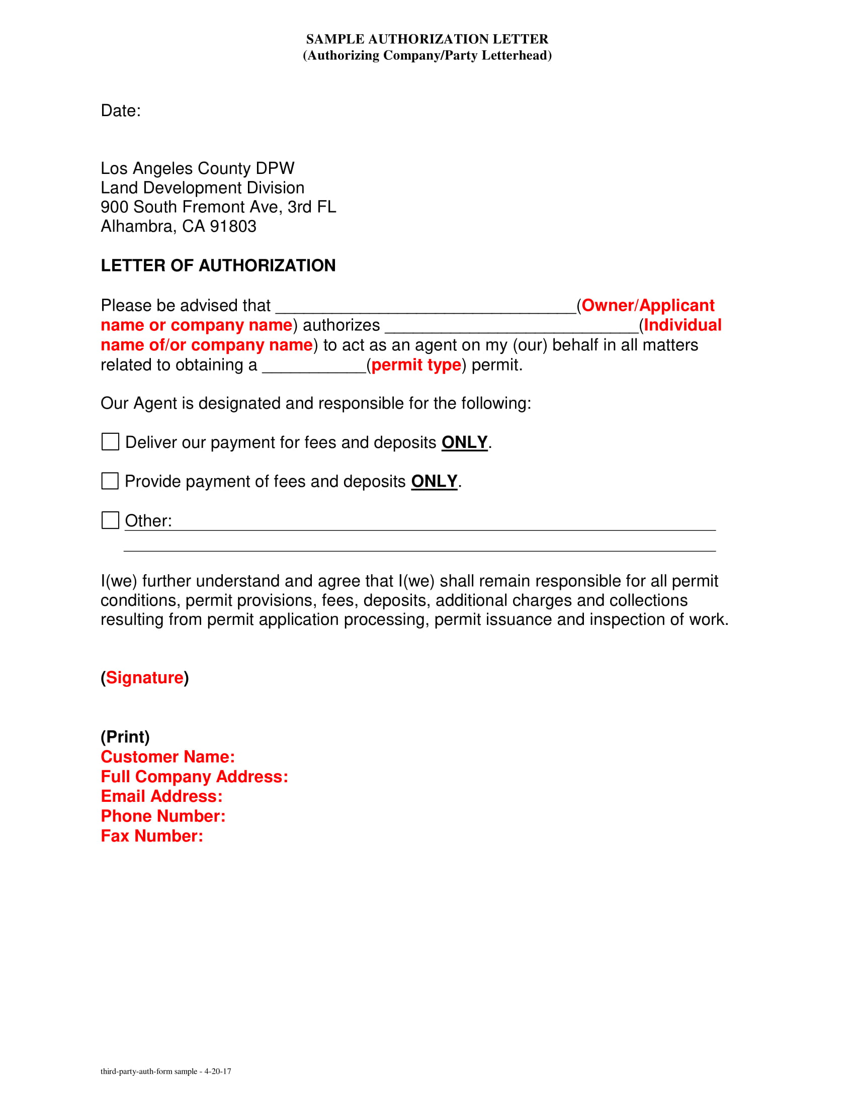 general authorization letter to claim example