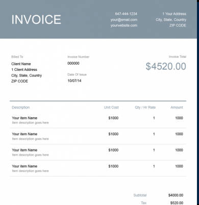 generic freelance invoice example