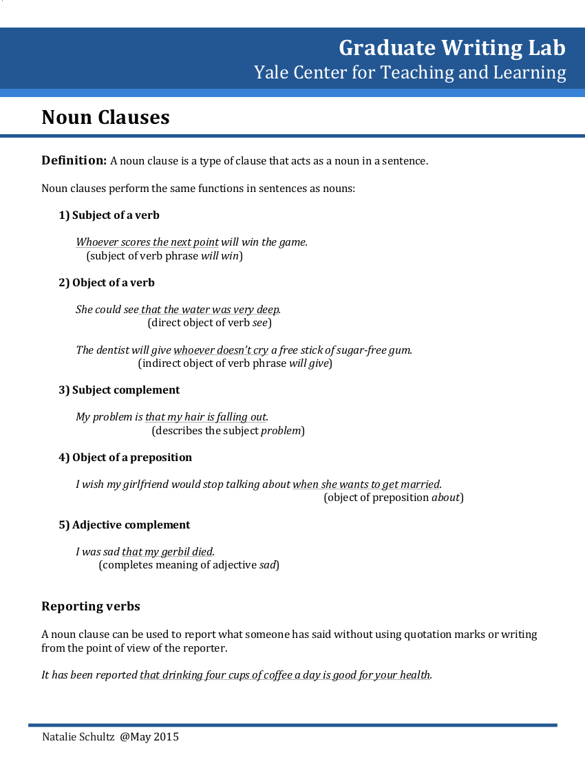 👍 Nouns clauses. Noun Clauses. 2019-01-11