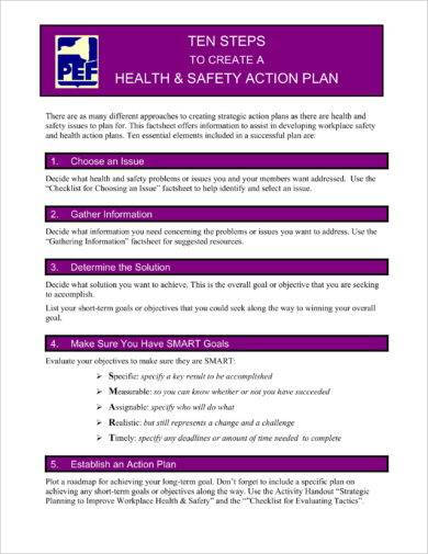 Health and Safety Action Plan Procedures Example