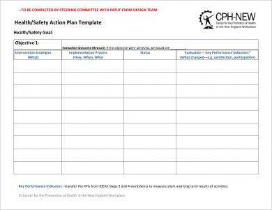 health and safety action plan template example