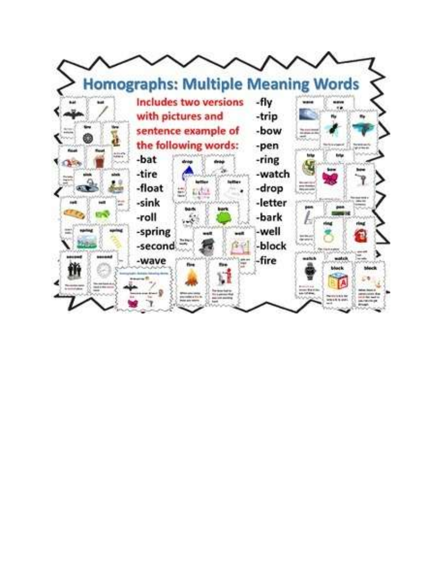 homographs multiple meaning words