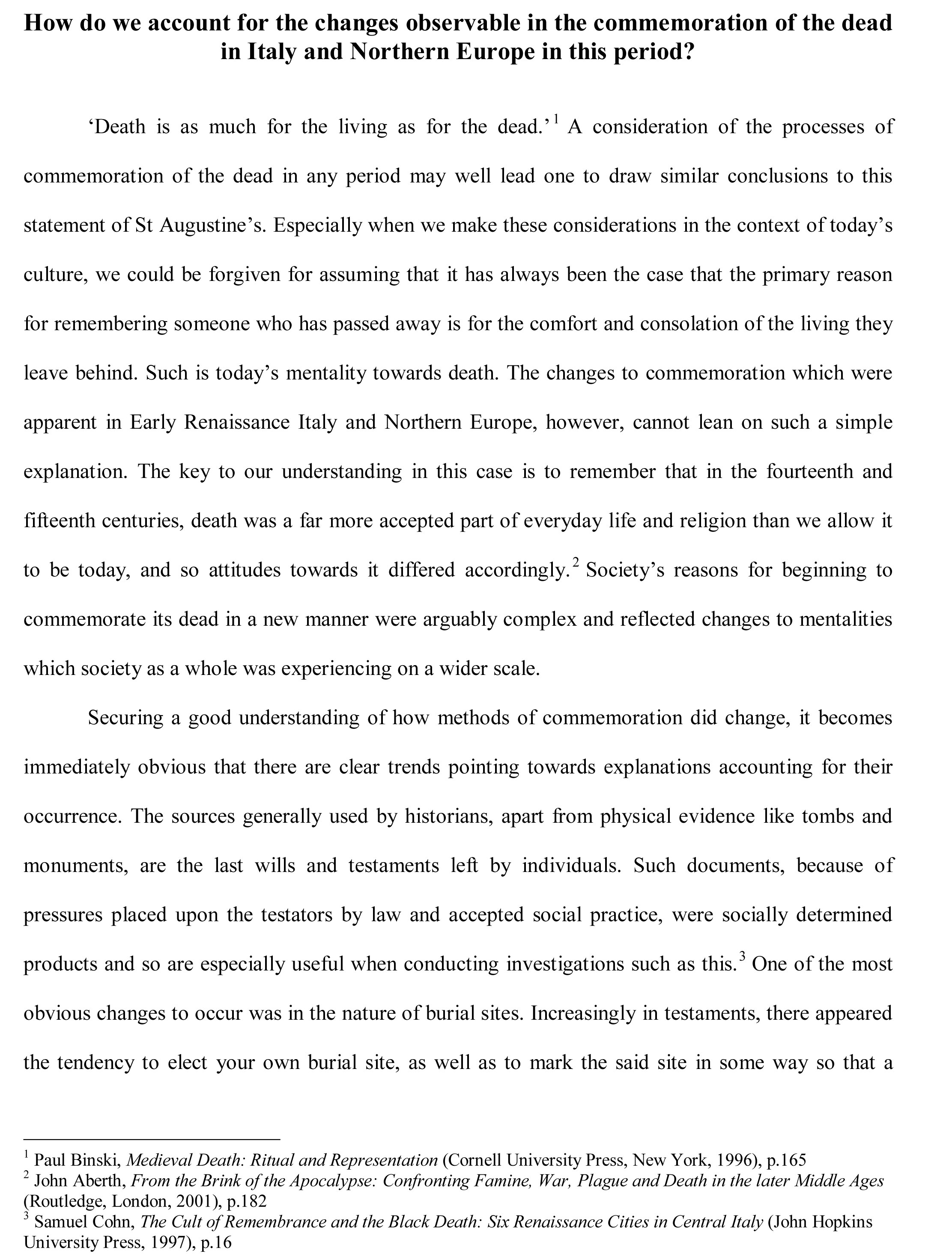 how do we account for the changes observable in the commermoration of the dead in italy andd northern europe in this period process essay example