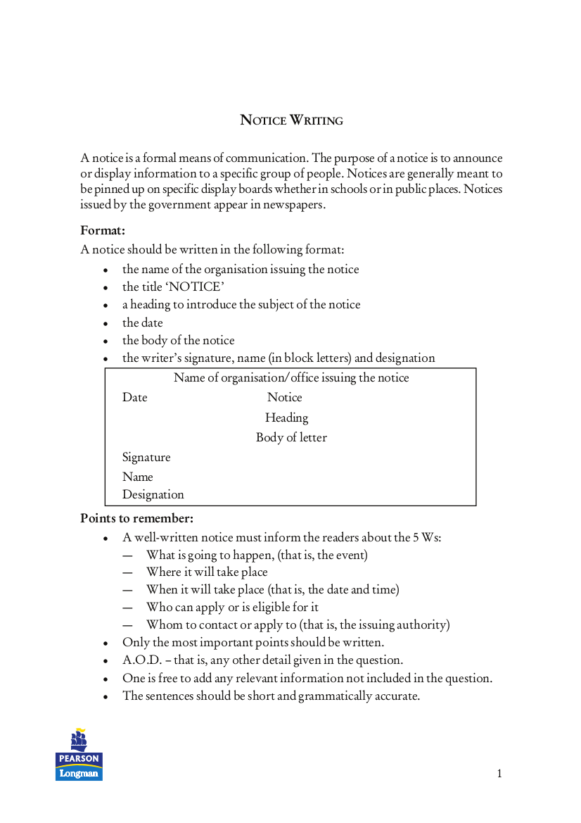 Notice Writing 9 Examples Format Pdf Examples