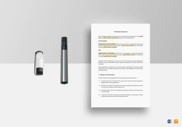 IT Development Agreement Example