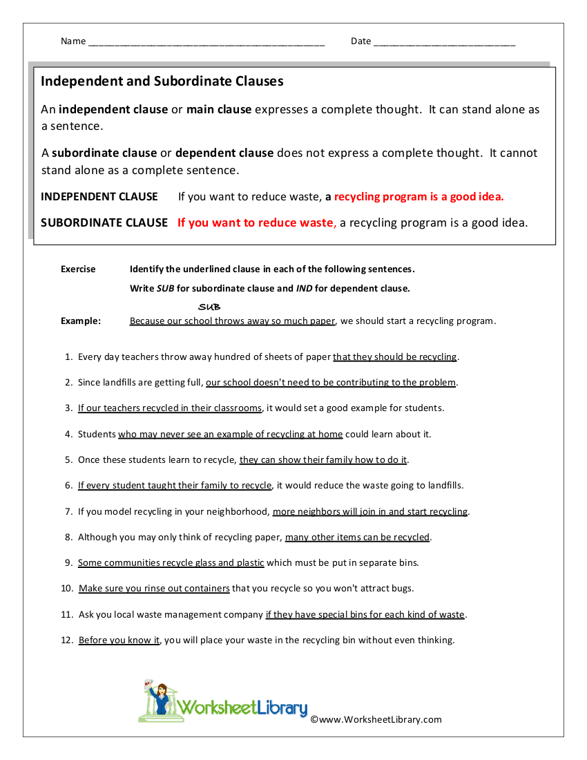 Subordinate Clause Examples Format Pdf Examples