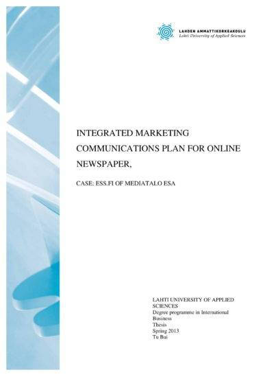 integrated marketing communications plan example for online newspaper example