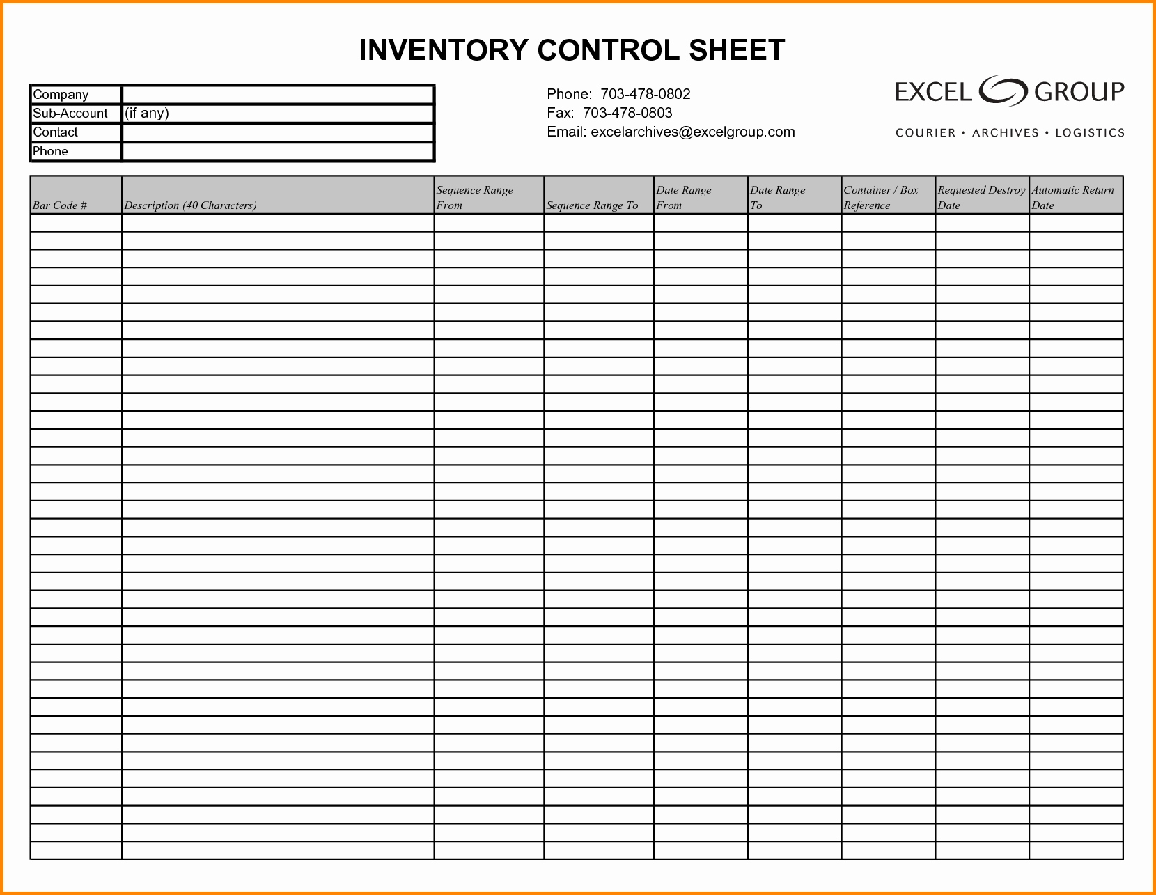 inventory control sheet sample