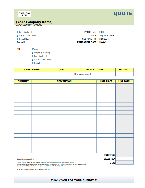 9 Blank Invoices In Excel Examples Pdf Examples