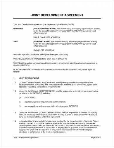 real estate development agreement template