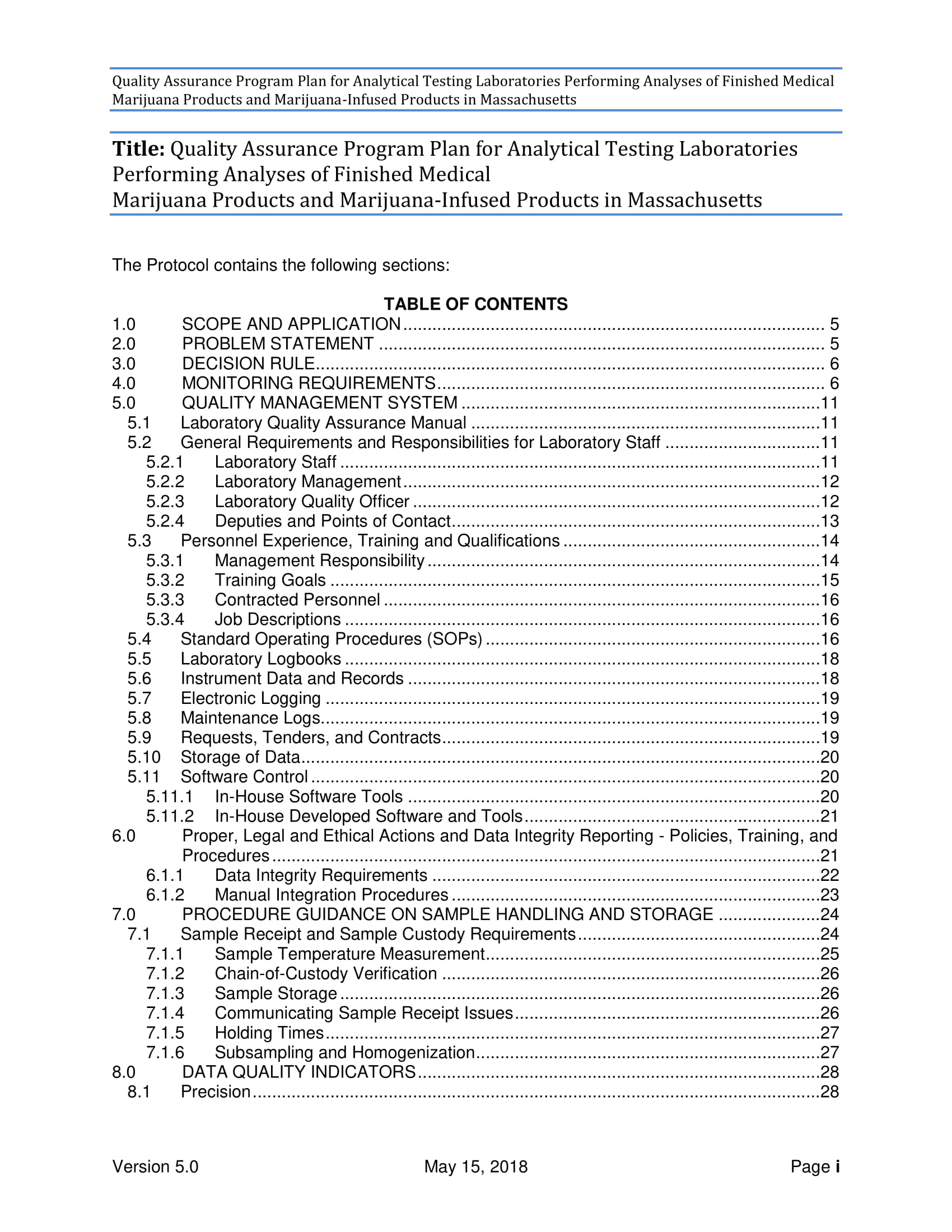 Laboratory Quality Assurance Program Plan Example 001