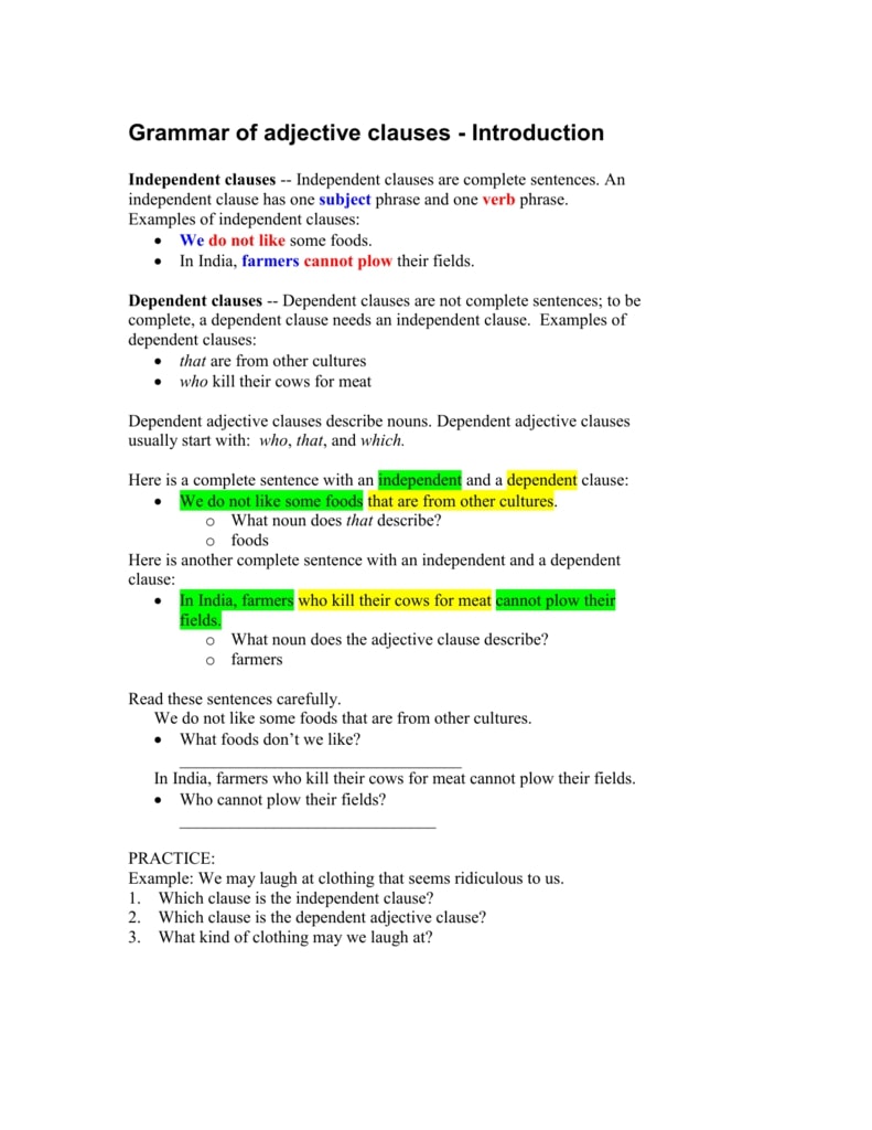  10 Examples Of Adjective Clauses What Is A Clause Definition Examples Of Clauses In