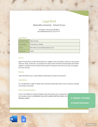 Legal Brief - 11+ Examples, Format, Pdf | Examples