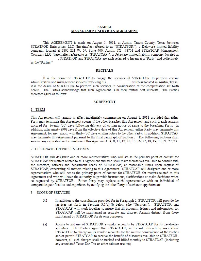 Managed Services Agreement Template