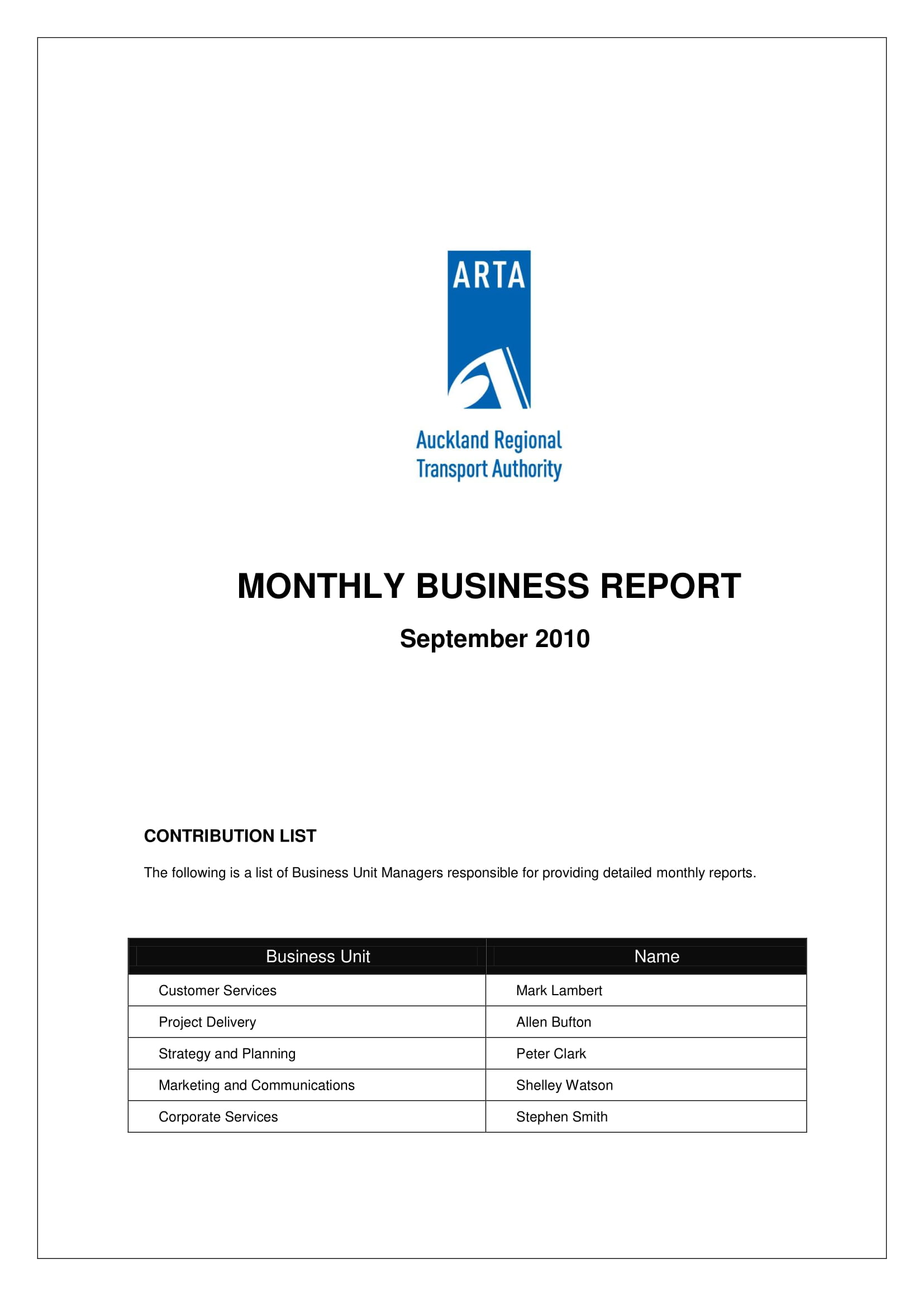 Business Status Report