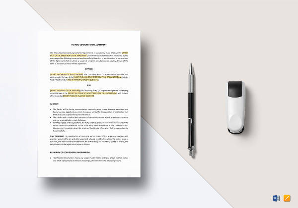 mutual confidentiality agreement example design