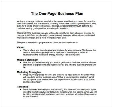 new one page networking business plan example1