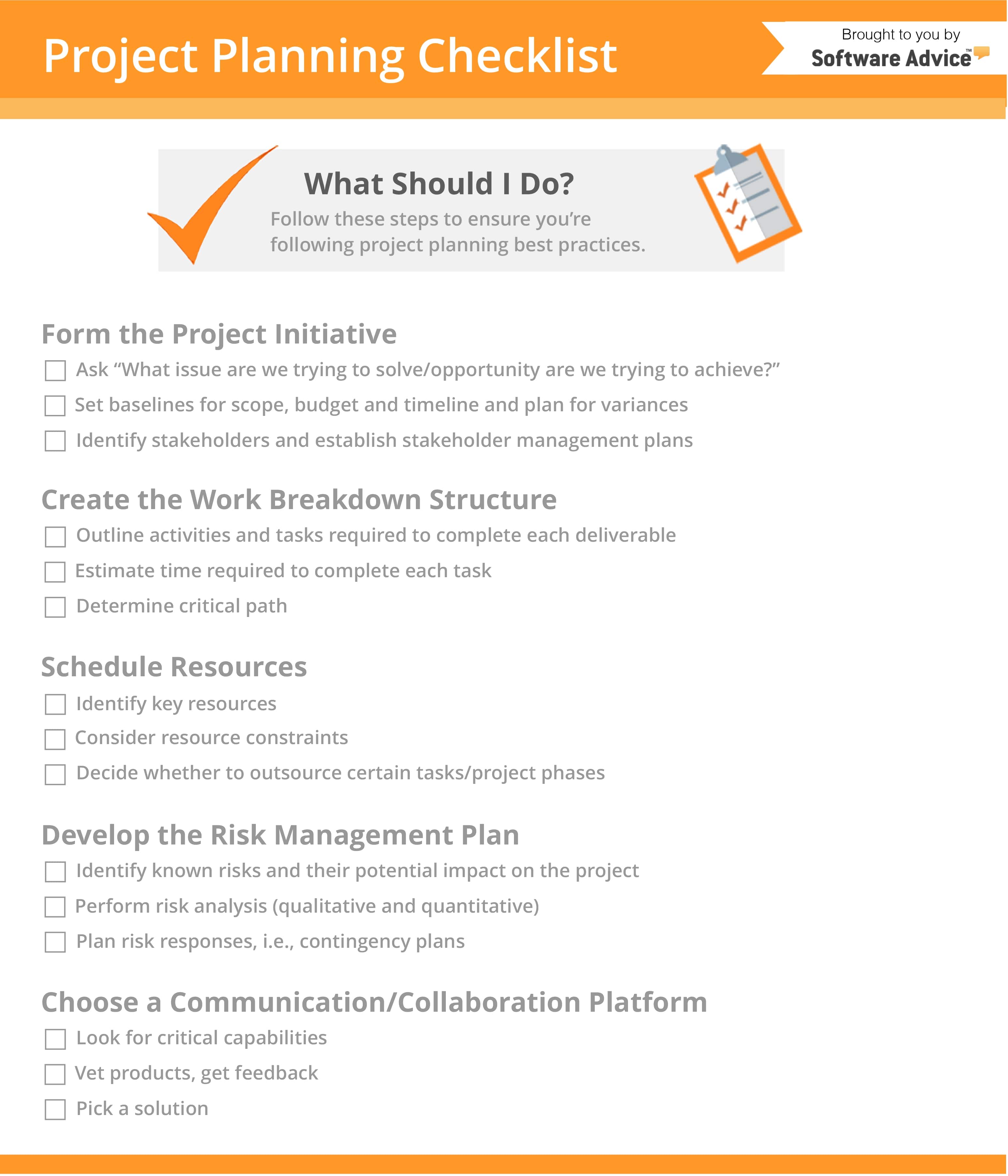 nonprofit project plan checklist example