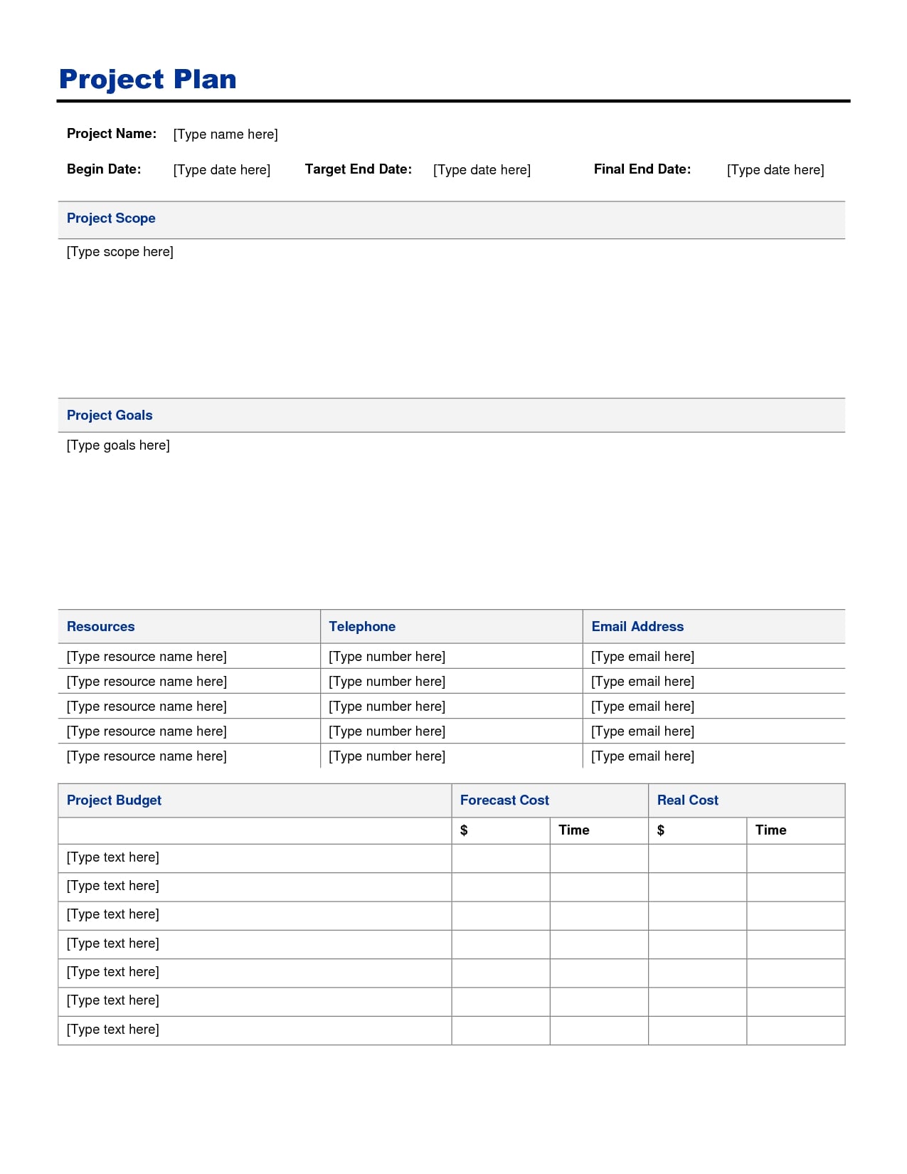 Nonprofit Project Plan Template