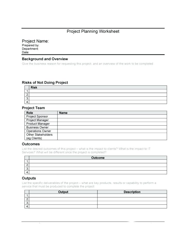 nonprofit project plan worksheet example