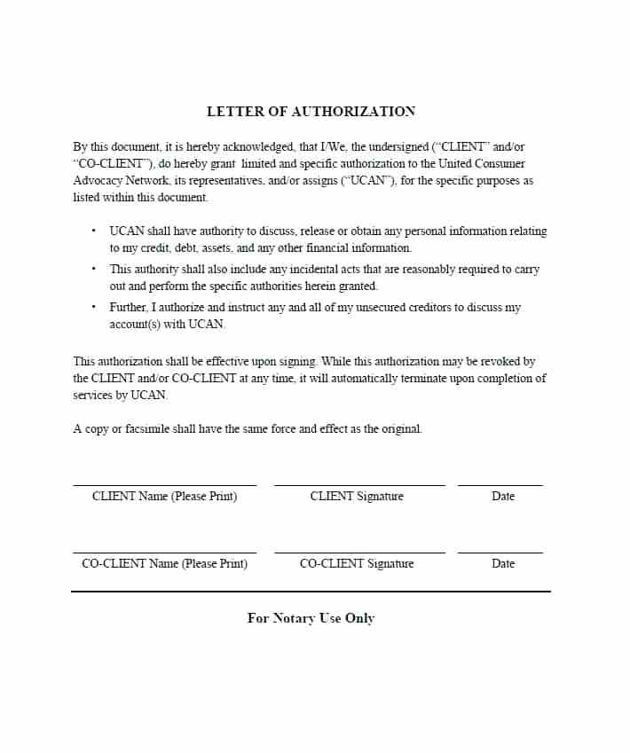 Notarized Personal Authorization Letter Example