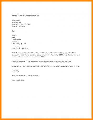 Sample Letter Of Personal Leave Of Absence from images.examples.com