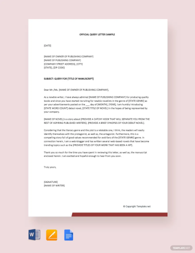 official query letter sample template
