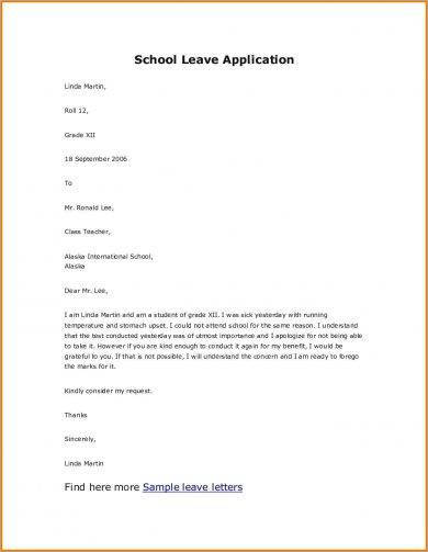 application letter for school leave