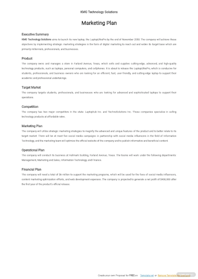 one page strategic marketing plan template